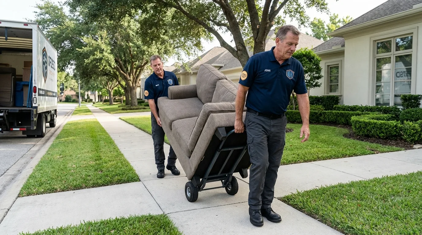 Local residential moving crew loading furniture in Granville, NY